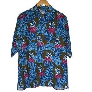 Reyn Spooner Hawaiian Size Large Leaf Print Shirt